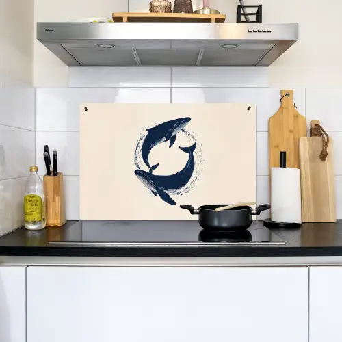 Walvissen - Spetters - Cirkel - Donkerblauw Inductie beschemer met haakjes klein -sfeer2