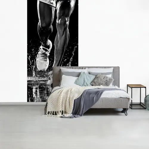Hardloopschoenen - Rennen - Druppels - Zwart fotobehang vinyl groot -slaapkamer