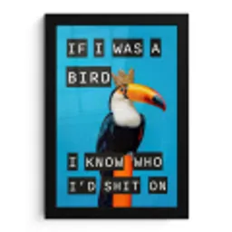 Vogel - Toekan - Blauw - Quotes fotolijst zwart zonder passe partout klein -3d