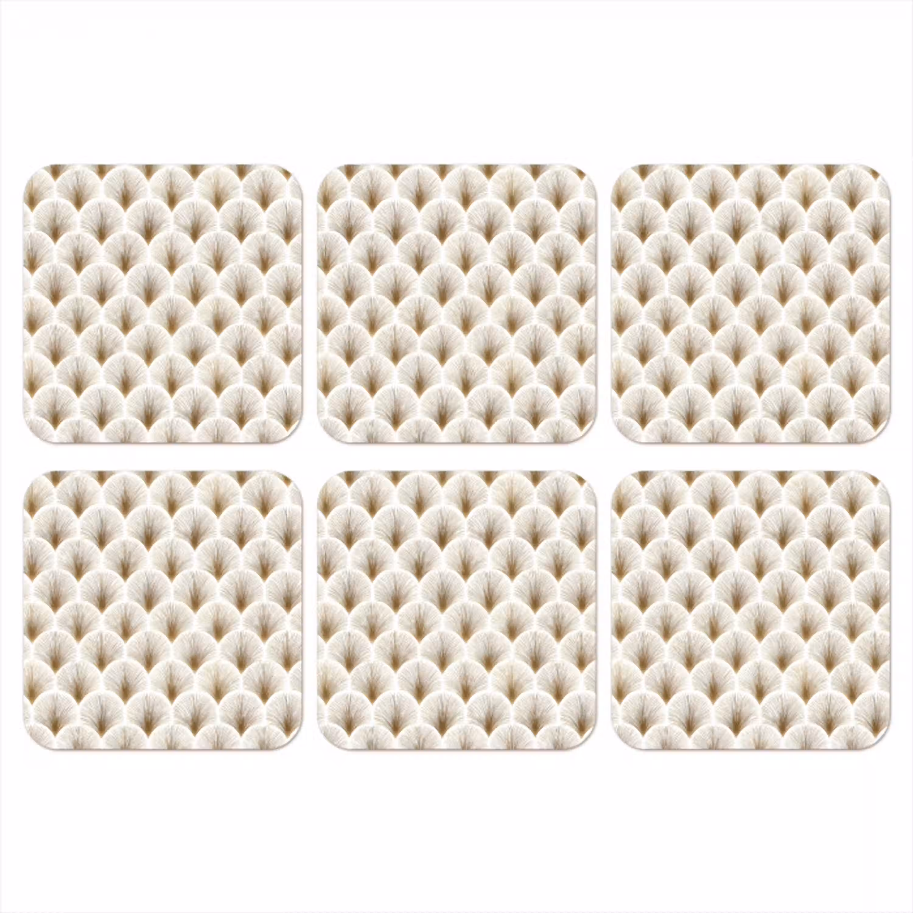 Waaiers - Art Deco - Elegant - Goud - Wit onderzetter kurk middel 366 -3d
