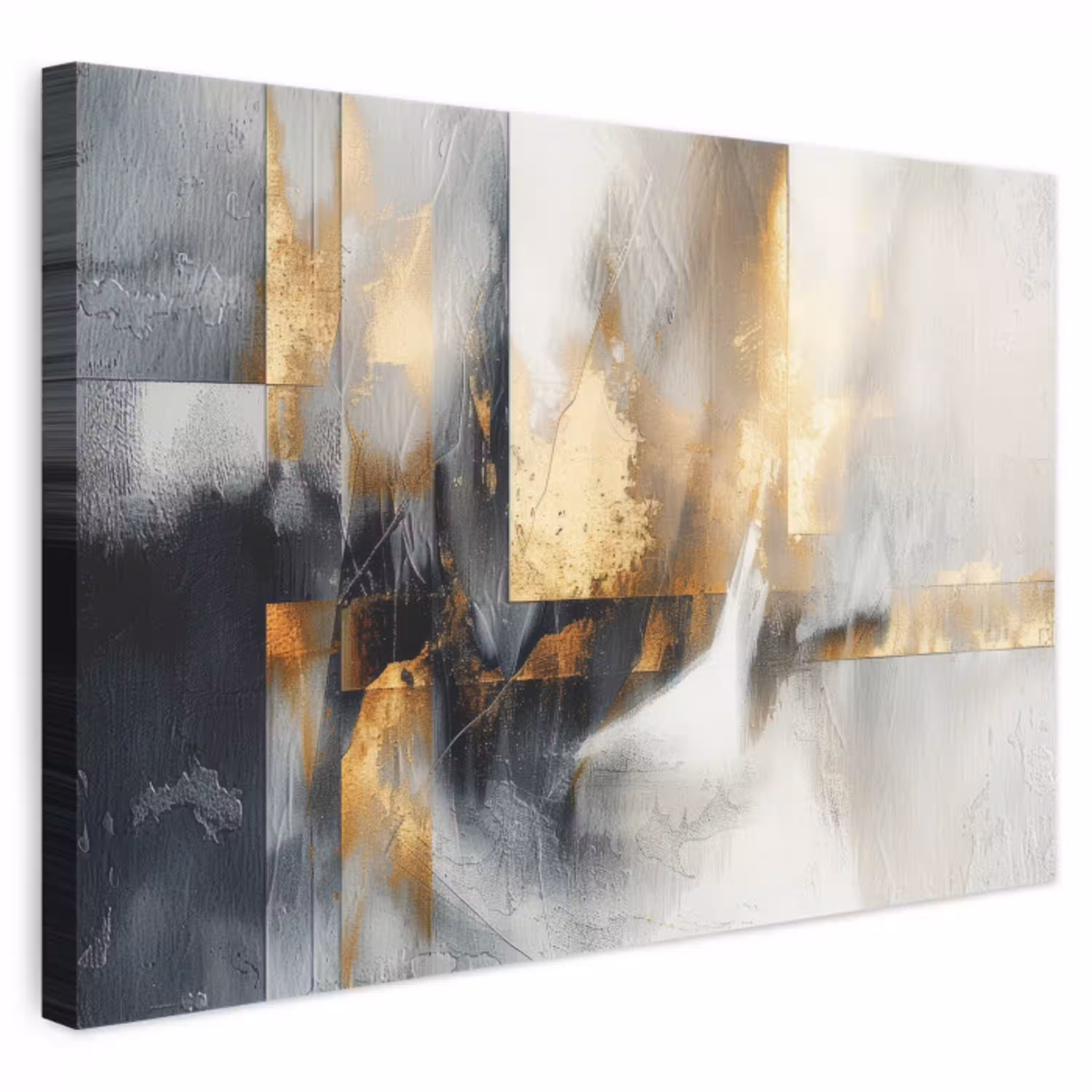 Kunst - Goud - Zilver - Abstract canvas 2cm klein -3d