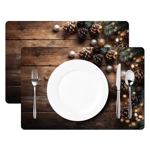 Kersthoekdecoratie - Dennenappels - Lichtjes Placemat vinyl groot -zzsfeer2_Kitchenyeah-website