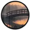 Brug - Mist - Bomen - Water Fotolijst rond zonder passe partout klein -3d