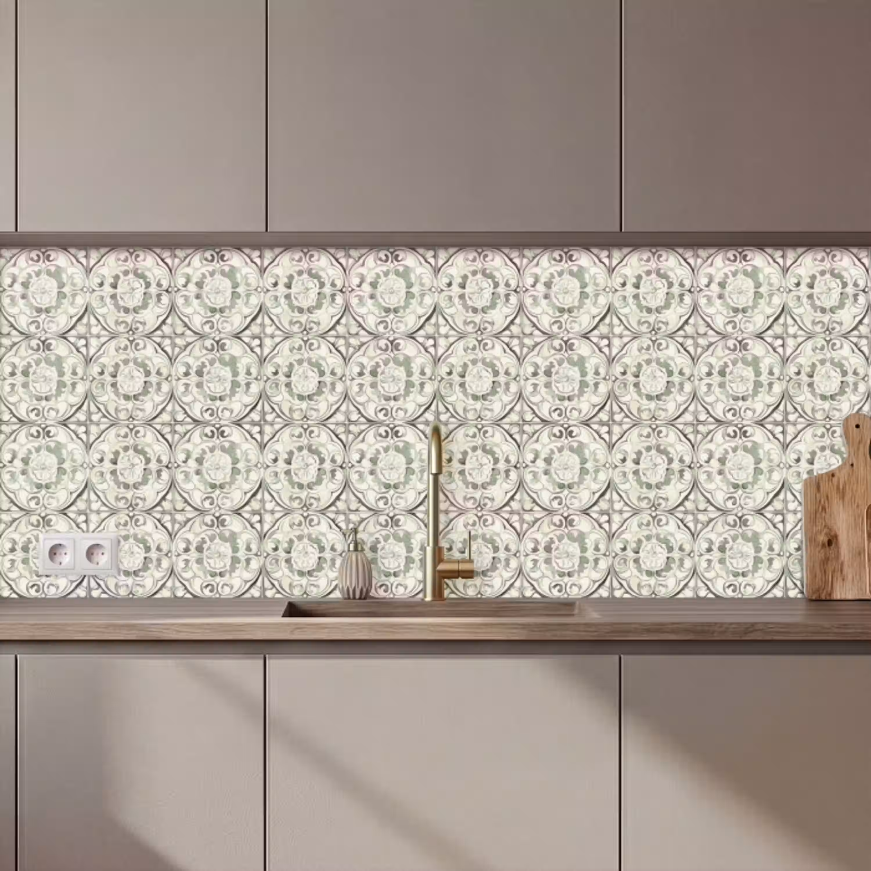 Krulornament - Tegel - Groen keuken achterwand 2 middel 871 zz_3dshopping
