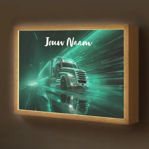 Vrachtwagen - Stad - Groen - Neon Light Box met batterij (Wandlamp kind) middel -z3d_website