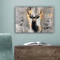 Abstract - Hert - Gewei - Goud canvas 2cm klein -sfeer4