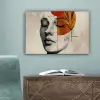 Vrouw - Botanisch - Oranje - Kunst - Modern canvas 2cm klein -sfeer4