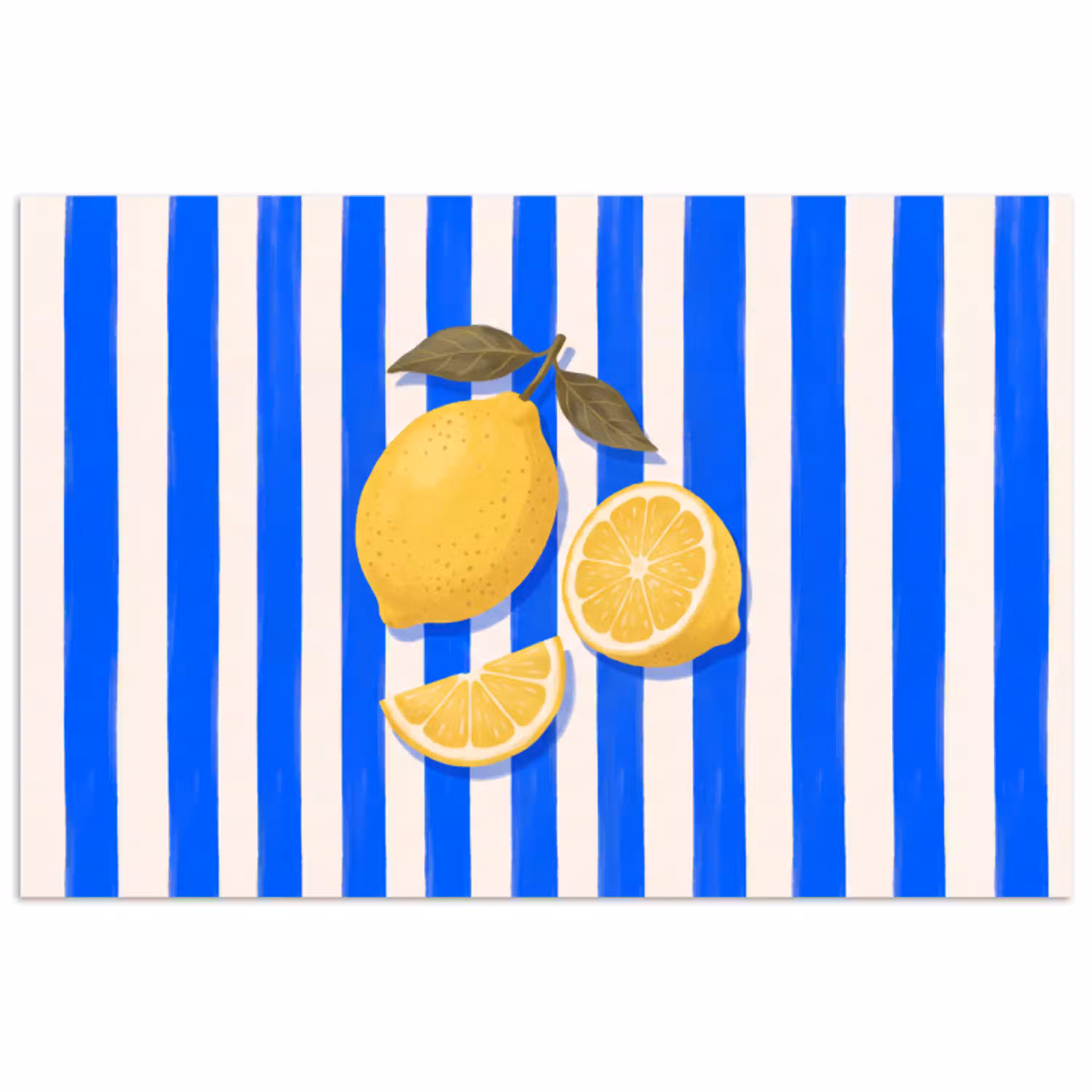 Fruit - Citroen - Zomer - Geel - Blauw poster papier klein -3d
