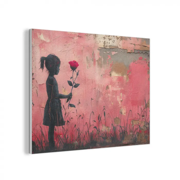Graffiti - Meisje - Roze - Street art - Roos - Banksy PET vilt klein -3d