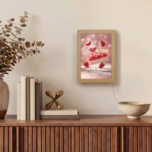 Aardbei - Taart- Eten - Roze Light Box met kabel (Tafellamp) klein -sfeer2