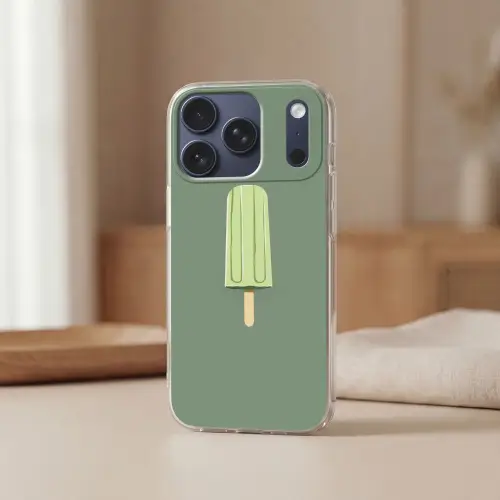 Groen - Waterijsje - Stokje - Illustratie Telefoonhoesje iPhone 17 Pro klein -sfeer2