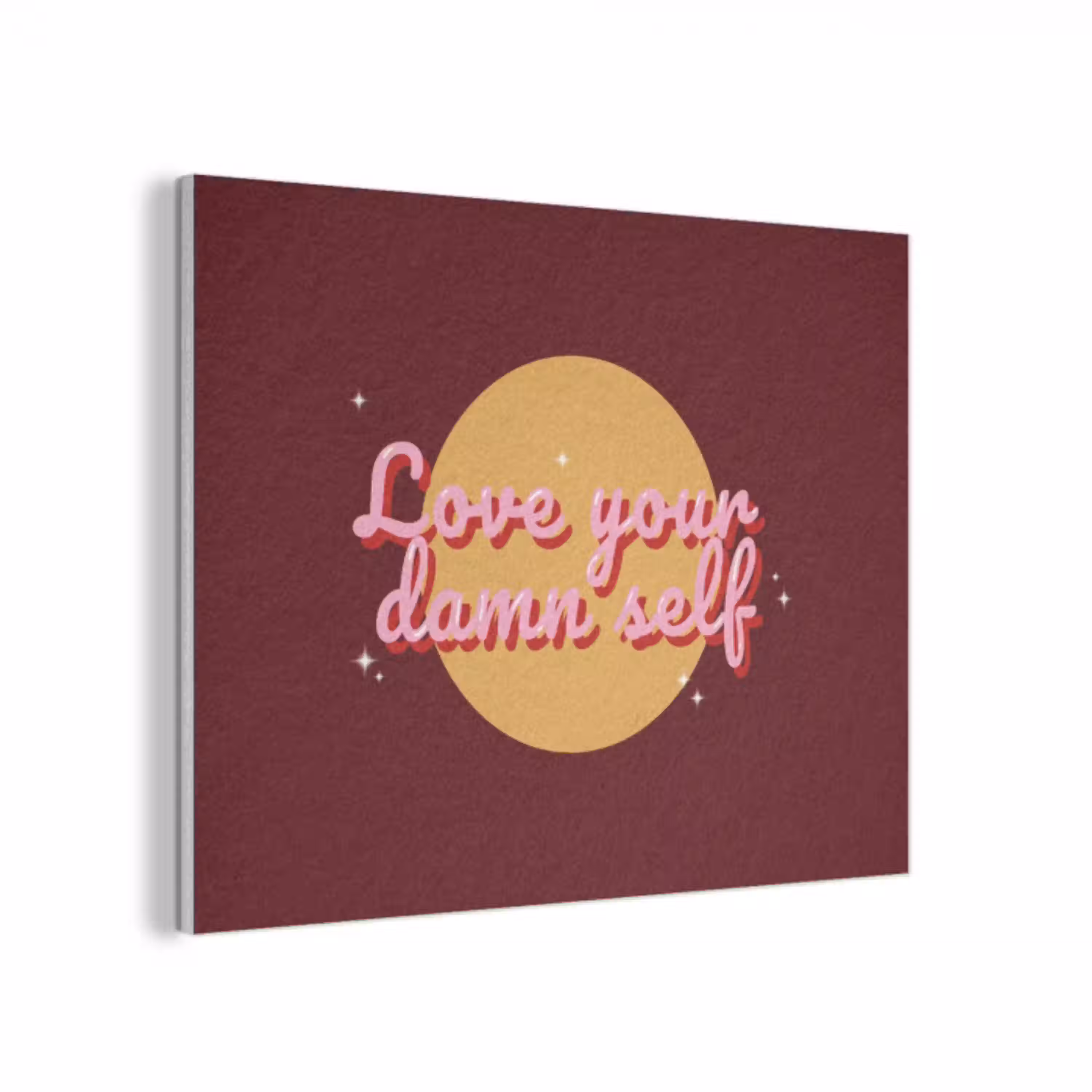 love your damn self - Cirkel - Glitter - Rood PET vilt klein -3d