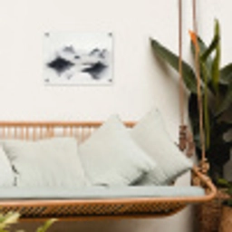 Bergen - Mistig - Water - Wit tuinposter los doek klein -sfeer7