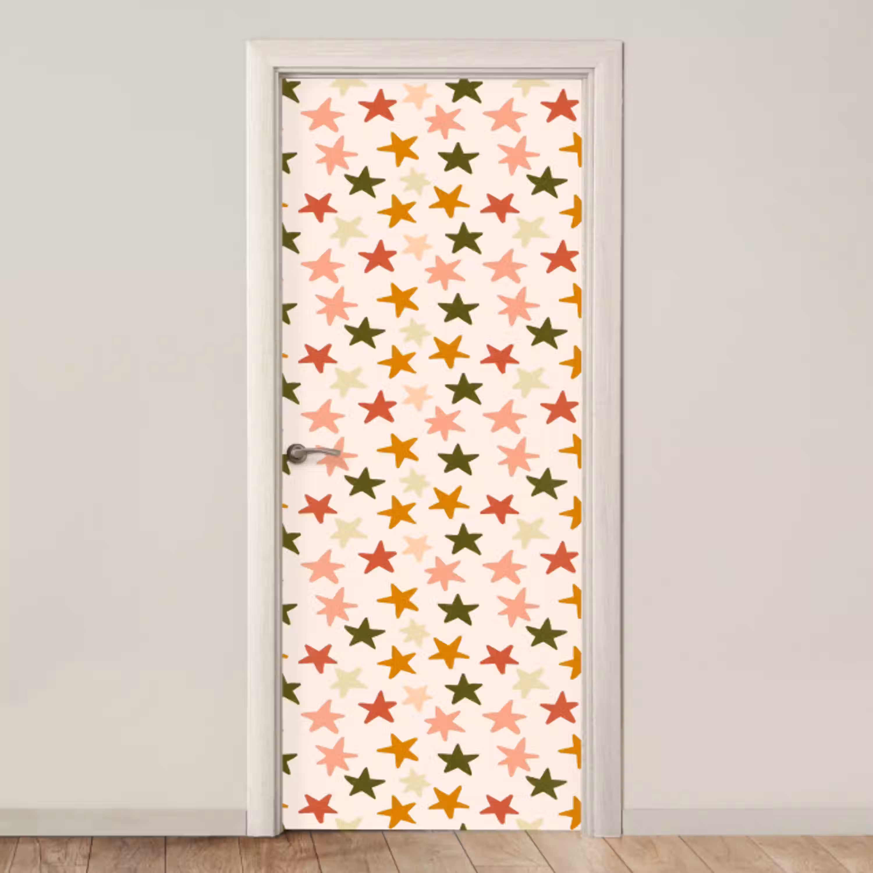 Sterren - Patroon - Kleurrijk deurposter klein 289 -3d_beige