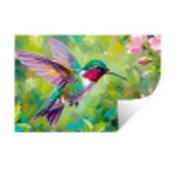 Kolibrie - Bloemen - Natuur - Kleurrijk Muursticker klein -3d
