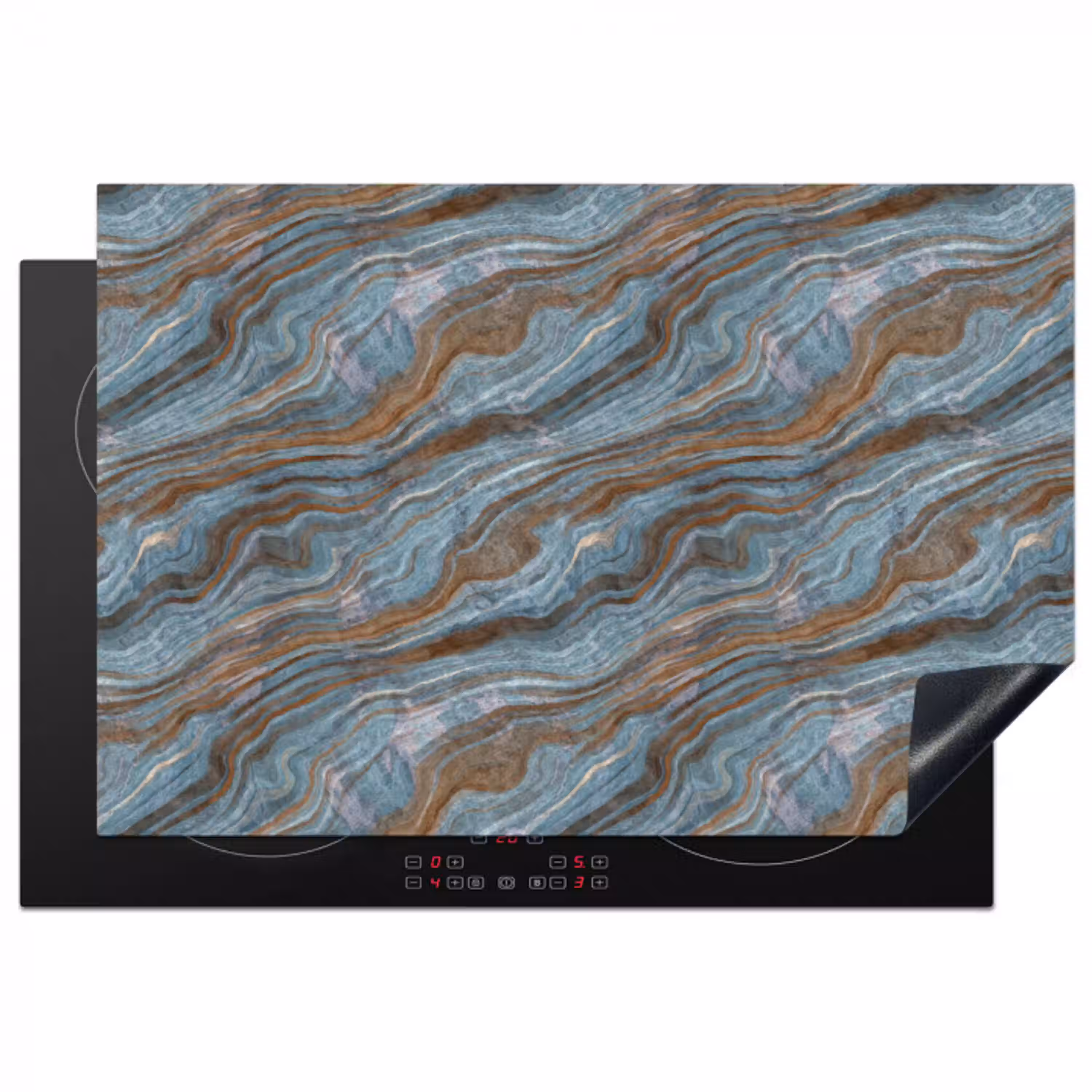 Patroon - Steen - Blauw Inductie beschermer vinyl 3mm klein 276 -3d