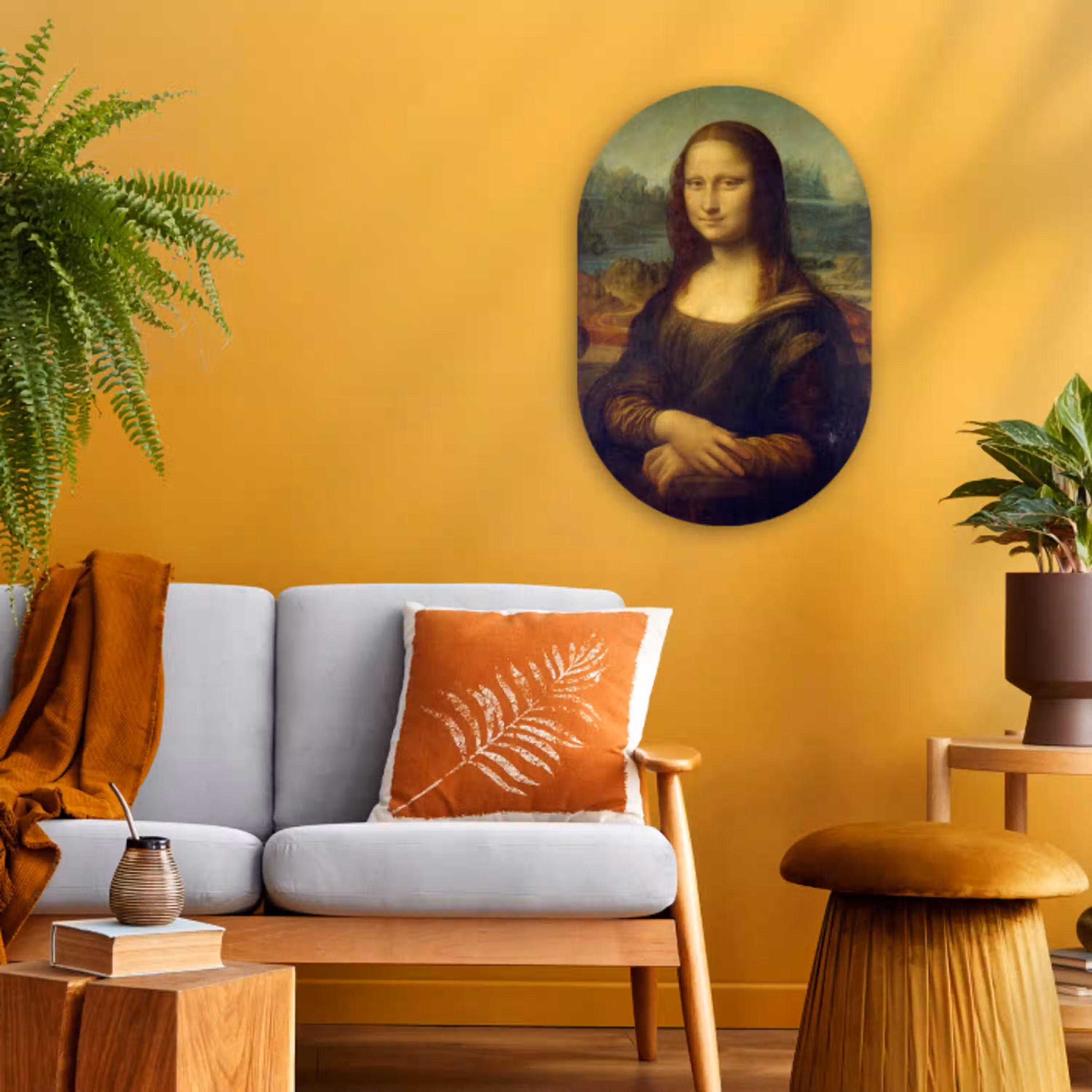 Mona Lisa - Leonardo da Vinci Wandcirkel Ovaal Forex klein -sfeer4