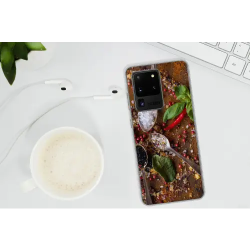 Specerijen - Kruiden - Lepels - Zout - Bruin - Keuken Telefoonhoesje Samsung Galaxy S20 Ultra klein -oordopS20Ultra
