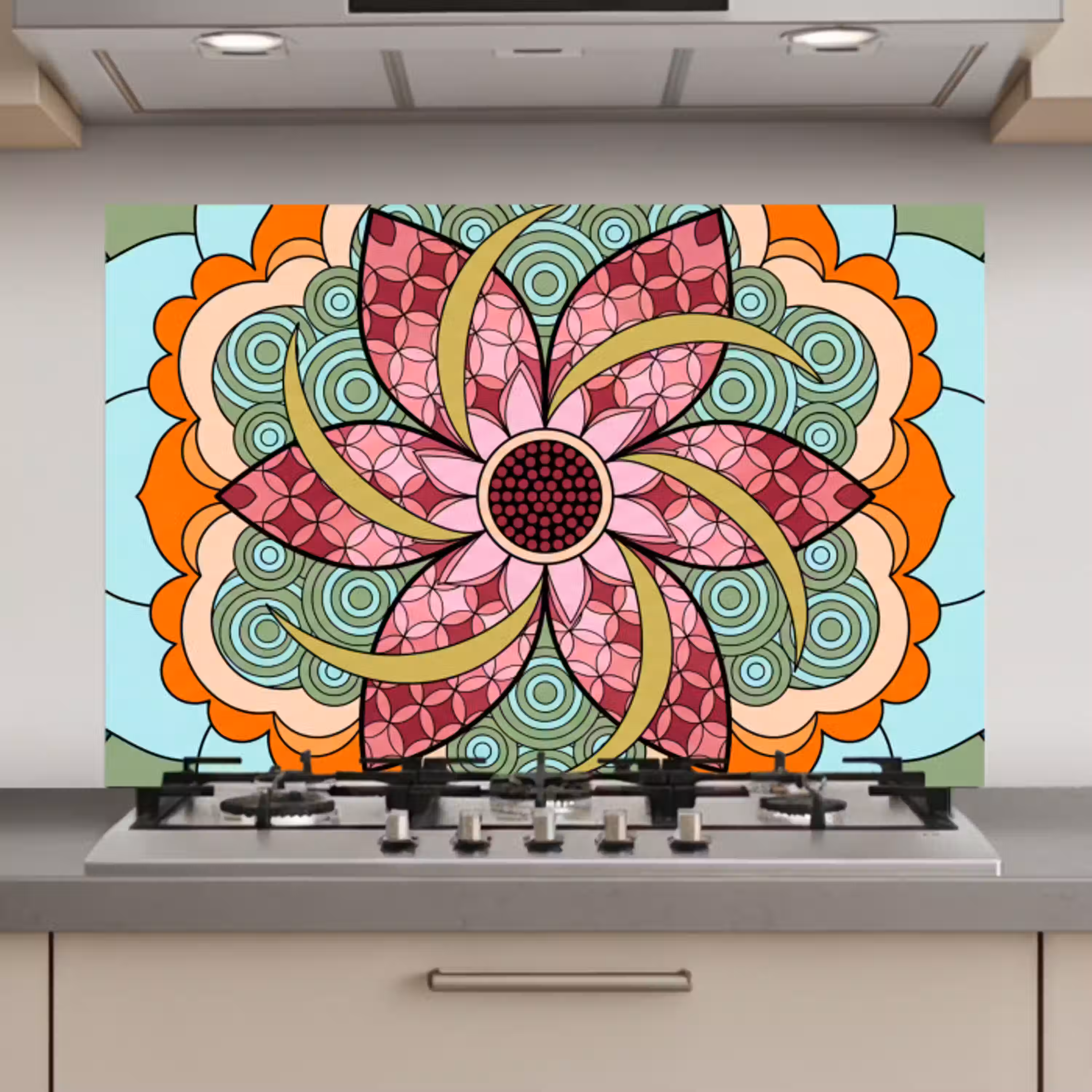 Mandala - Geometrisch - Kunst - Decoratief - Kleurrijk keuken achterwand spatscherm klein -3d_website