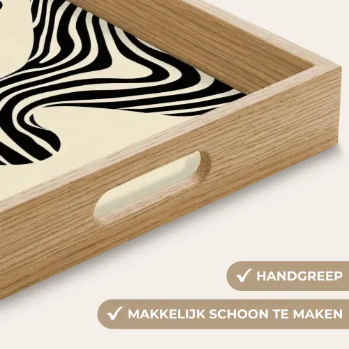 Beige - Lijnen - Golvend -  Abstract Dienblad Rechthoek middel -USP_HandgreepNL
