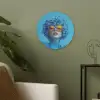 Vrouw - Bloem - Blauw - Modern - Bril - Portret Akoestische PET Vilt - Rond klein -sfeer2