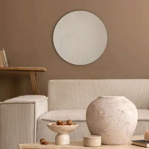Japandi - Beige - Modern Akoestische PET Vilt - Rond klein -sfeer1