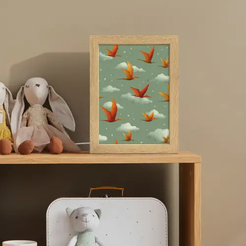 Dinosaurussen - Wolken - Sterren - Oranje Light Box met kabel klein -sfeer2_kind