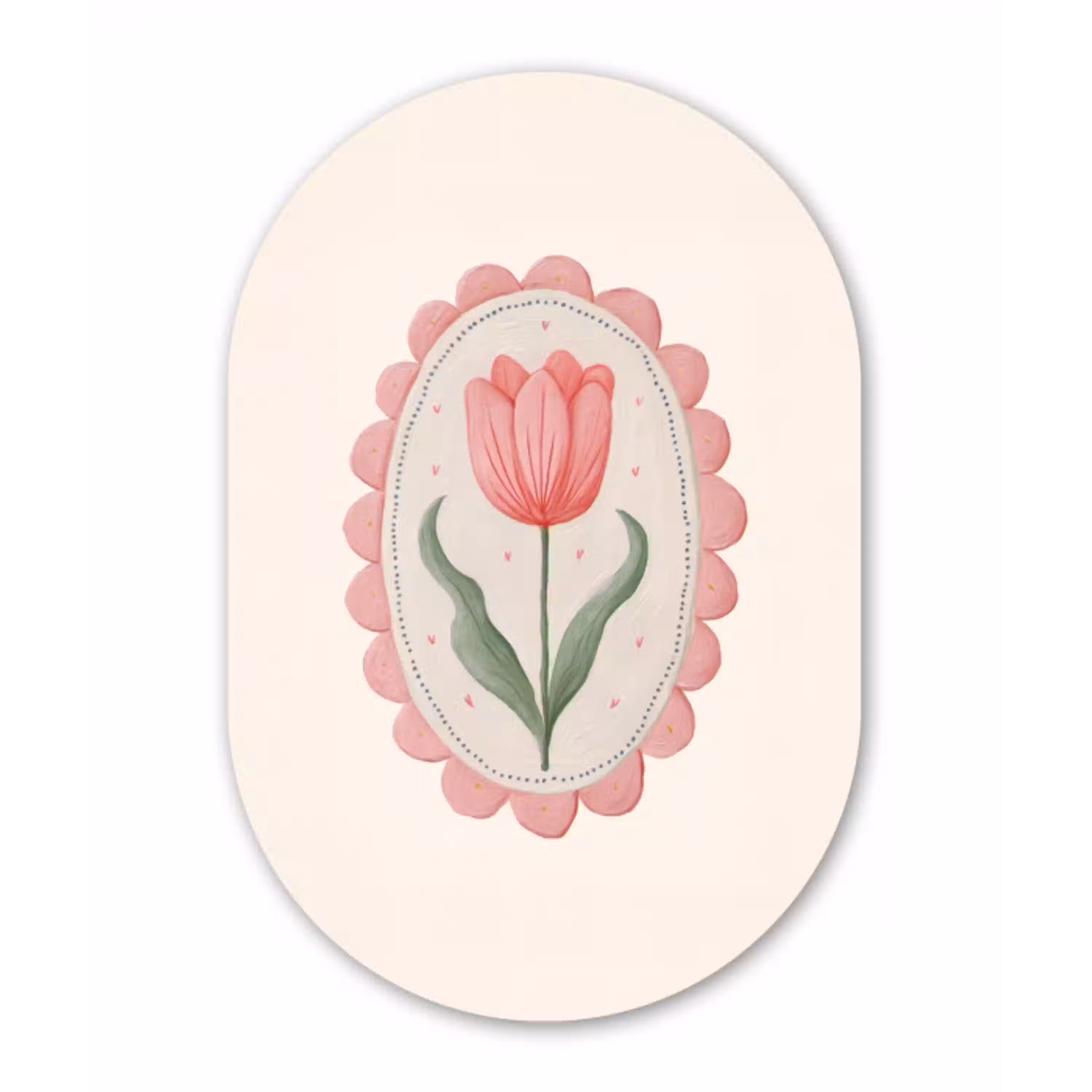 Tulp - Lijst - Ovaal - Illustratie Wandcirkel Ovaal Glas middel -3d