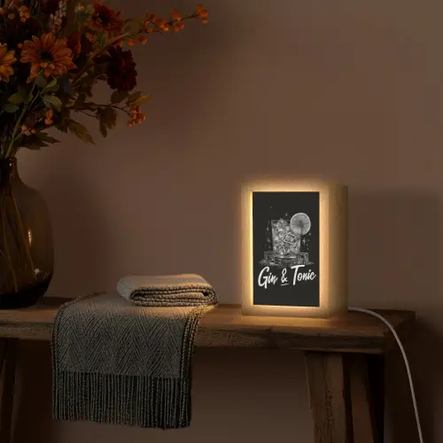 Gin en tonic - Glas - Limoen - Ijsblokjes Light Box met kabel (Tafellamp) klein -sfeer4
