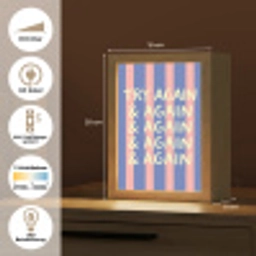 Try again - Strepen - Roze - Verticaal - Blauw Light Box met kabel (Tafellamp) klein -USP_DE
