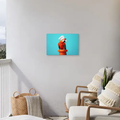 Ara - Koksmuts - Sokkel - Grappig Tuinposter op houten frame 2 cm dik klein -sfeer1