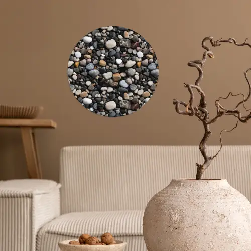 Kiezels - Mix - Aardetonen Wandcirkel behangsticker klein 186 -sfeer1