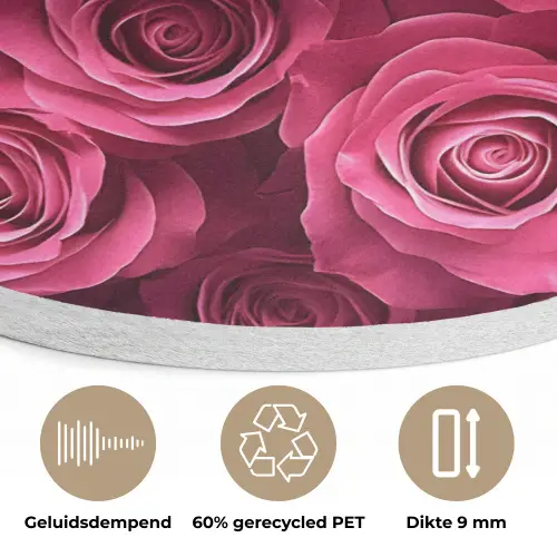 Rozen - Pink - Bloem Akoestische PET Vilt - Rond klein -closeup_NL