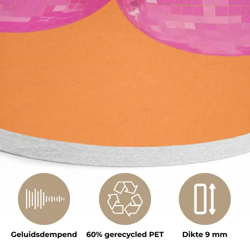 Discoballen - Kers - Spiegels - Roze Akoestische PET Vilt - Rond klein -closeup_NL