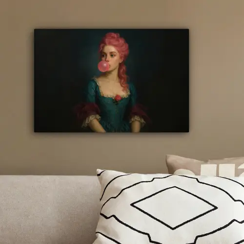 Vrouw - Portret - Kauwgombel canvas 2cm klein -sfeer3
