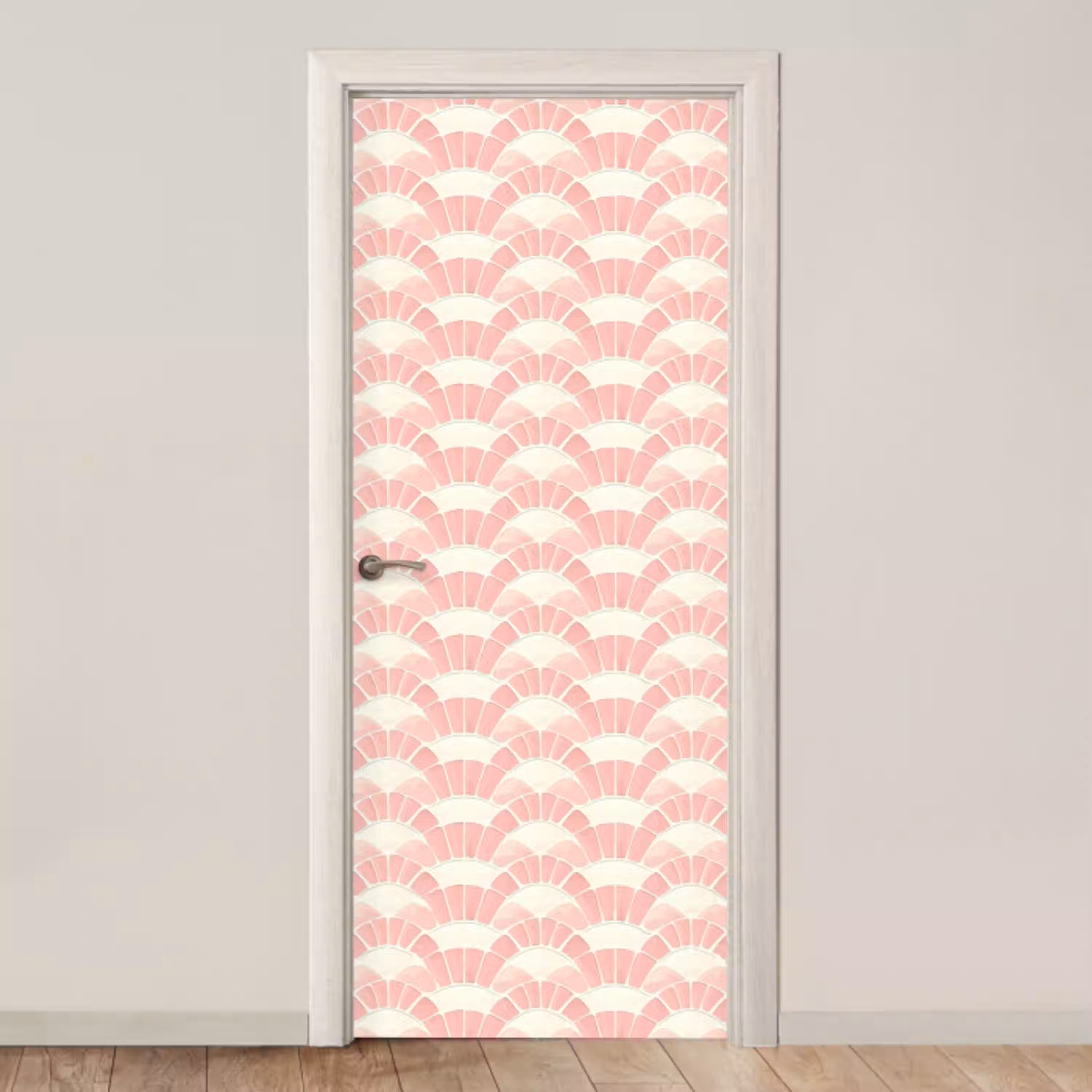 Roze - Waaiers - Mozaïek - Patroon deurposter klein 289 -3d_beige