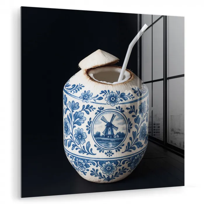 Kokosnoot - Eten - Delfts blauw - Drinken plexiglas 5mm klein -zzzproduct_nieuw