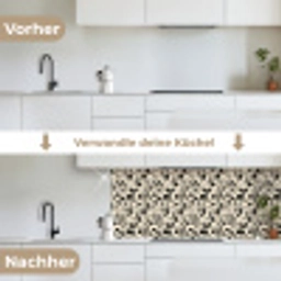 Bloemen - Dessin - Zwart keuken achterwand 2 middel 871 -voor-na_DE