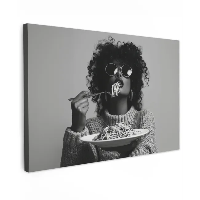 Buiten canvas - Vrouw - Pasta - Zwart - Wit