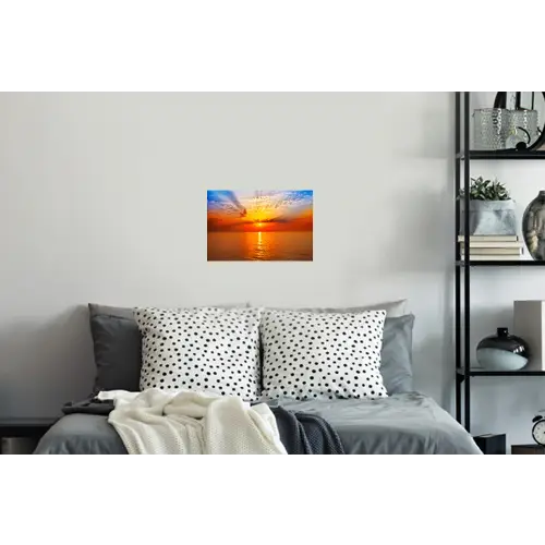 Zonsondergang - Zee - Lucht - Oranje - Horizon - Water Muursticker klein -slaapkamer