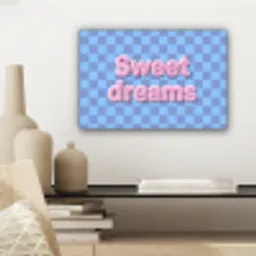 Sweet dreams - Vierkanten - Roze - Blauw canvas 2cm klein -sfeer6