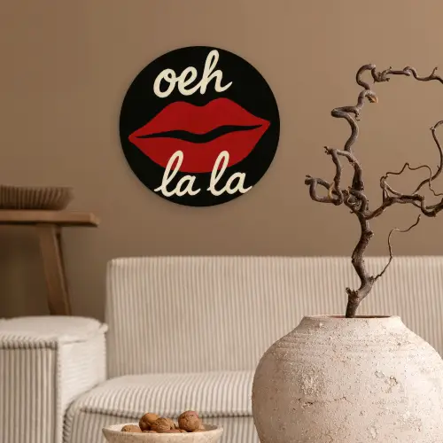Lip - Rood - Quote Wandcirkel kunststof plaat 5mm dik klein -sfeer1