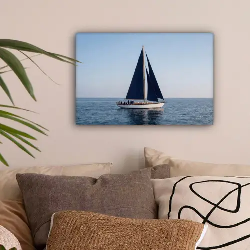 Zeilboot - Zee - Blauw canvas 2cm klein -sfeer1