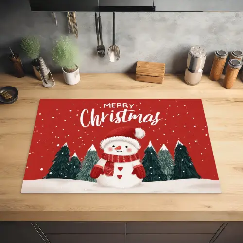 Kerstgroet - Sneeuw - Rood Inductie beschermer vinyl 3mm klein -sfeer5