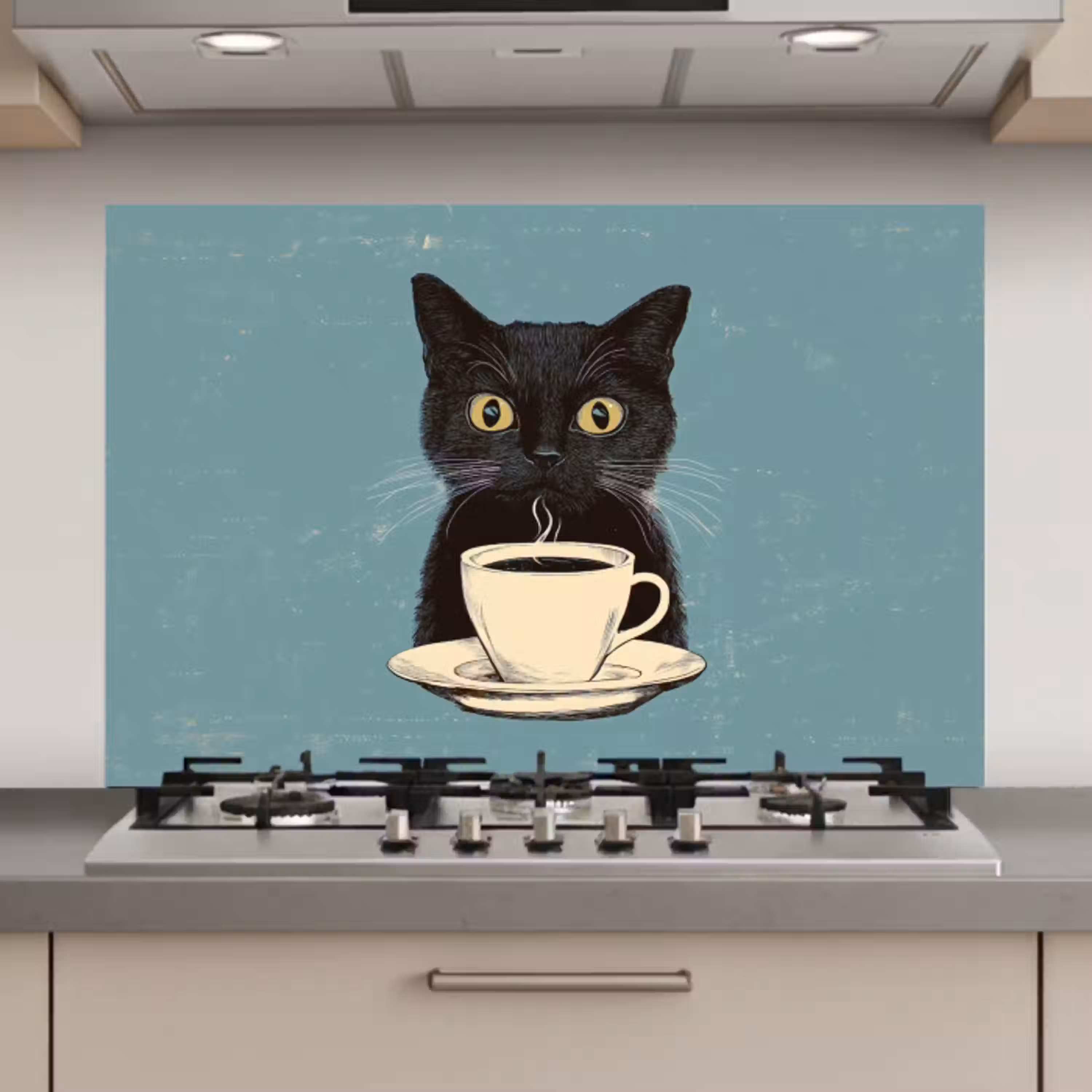 Kat - Zwart - Koffie - Minimalistisch keuken achterwand spatscherm klein -3d_website