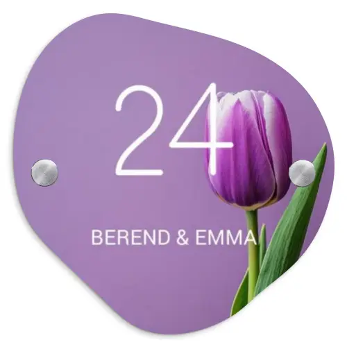 Paarse tulp - Klassiek Naambord Organisch middel -3d