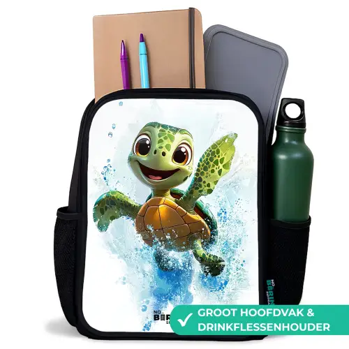 Schildpad - Water - Groen Rugzak - Zwart middel -inhoud_NL