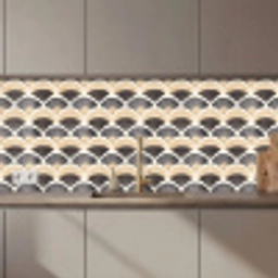 Waaier - Patroon - Zwart - Beige keuken achterwand 2 middel 871 zz_3dshopping