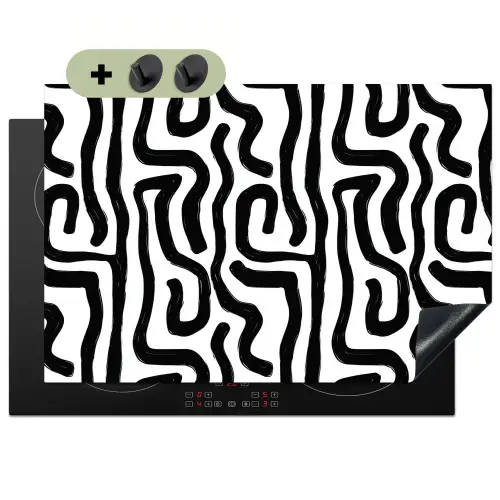 Modern - Lijnen - Zwart Inductie beschemer met haakjes klein 777 -3d