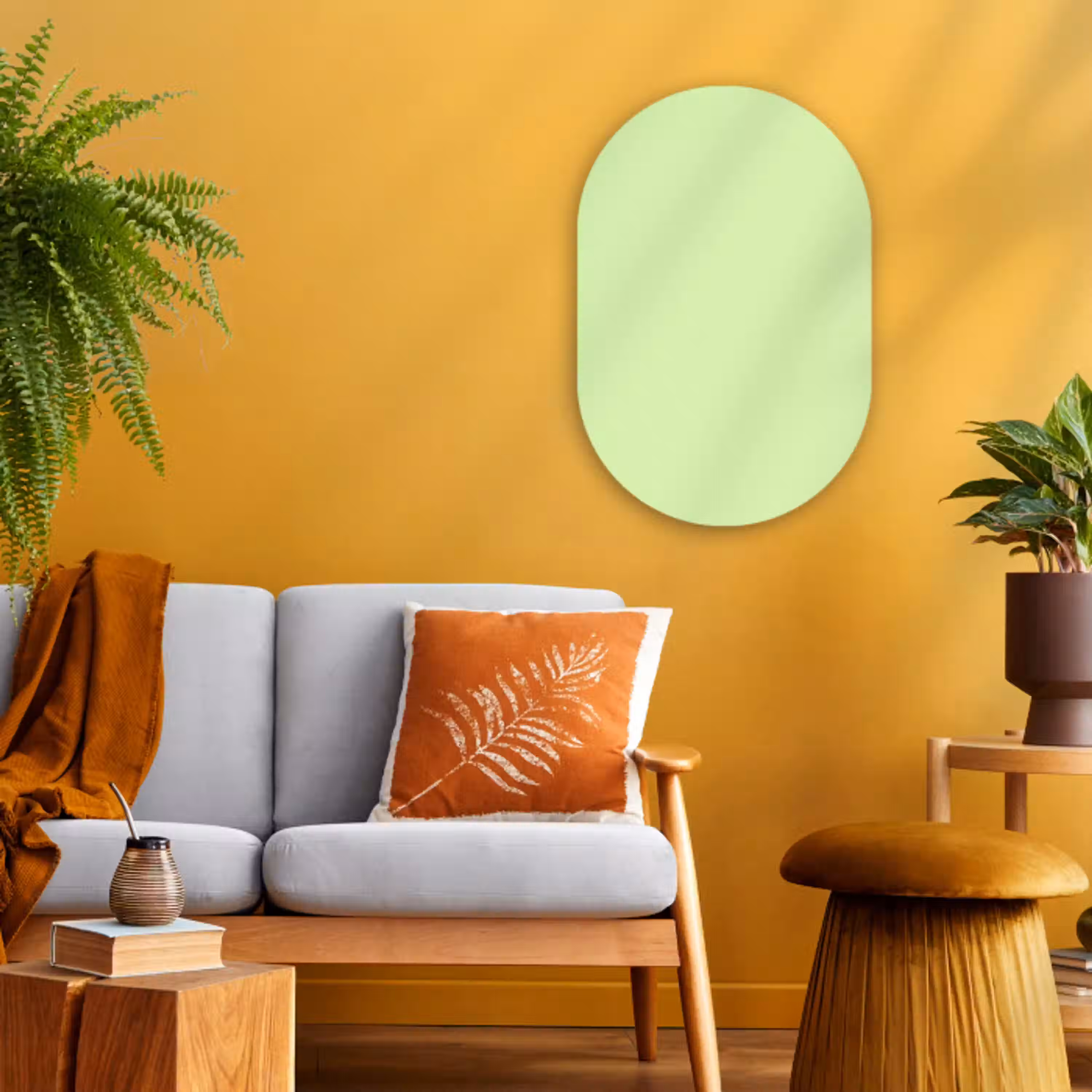 Light - Lime - Groen Wandcirkel Ovaal Forex klein 630 -sfeer4